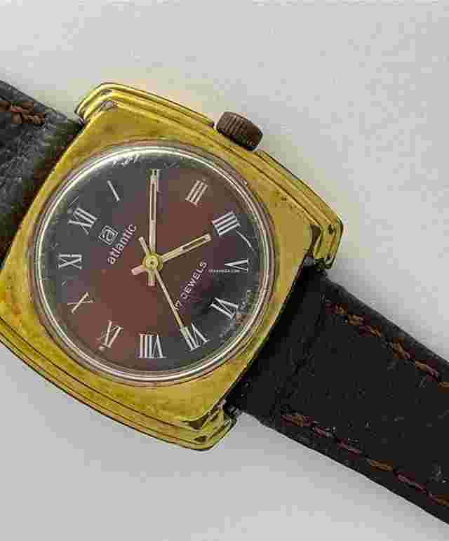 Atlantic
                           
                                 Ladies Gold Capped Screw Down Back Two Tone Dial Swiss Made