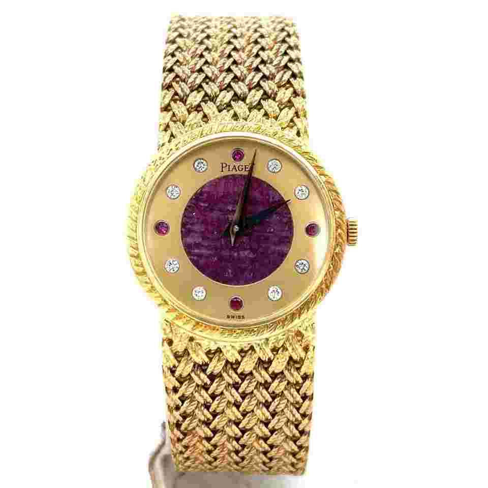 Piaget
                           
                                 Vintage Manual Hand Wind 18k Yellow Gold Diamond & Ruby Dial Ladies 942D4