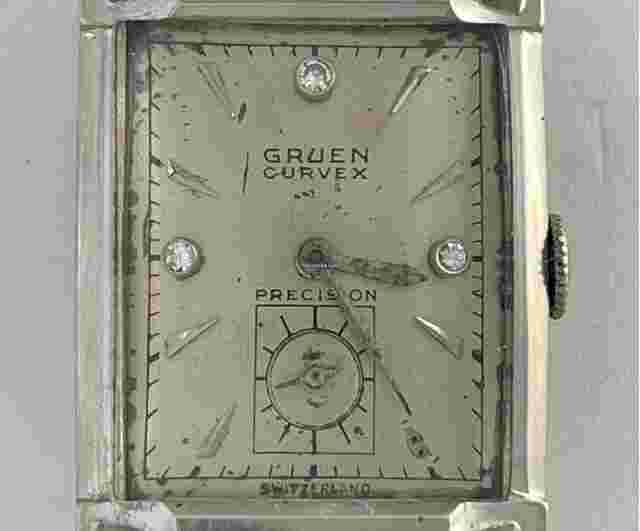 Gruen Curvex
                           
                                 Precision Solid 14K(585)White Gold Rectangular Genuine Diamond Cal440 Vintage Swiss