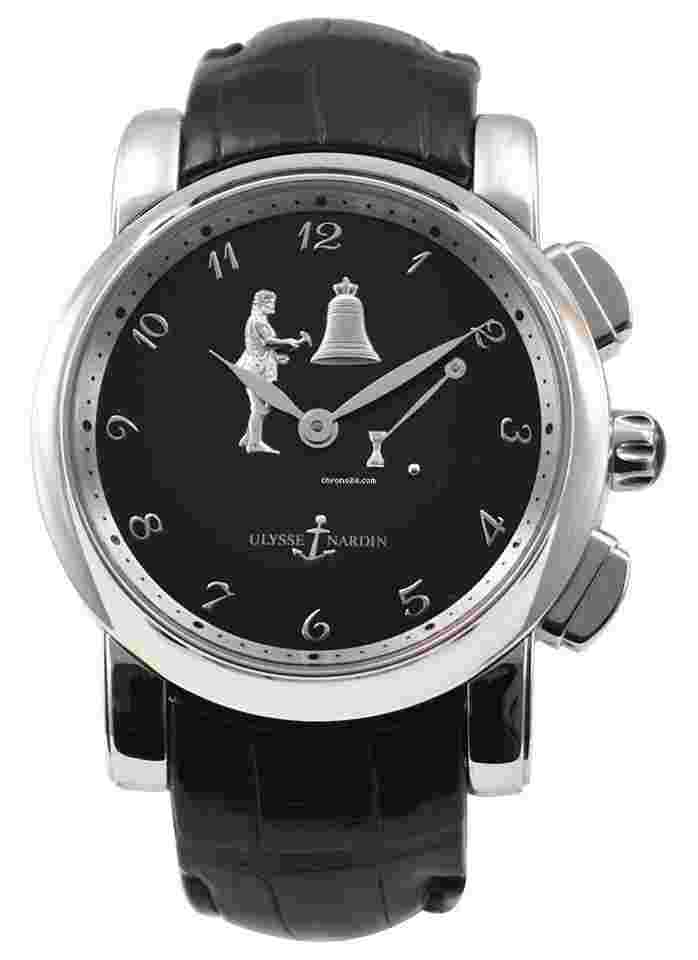 Ulysse Nardin Hourstriker
                           
                                 42mm Automatic in Platinum on Black Crocodile Leather Strap with Black Dial