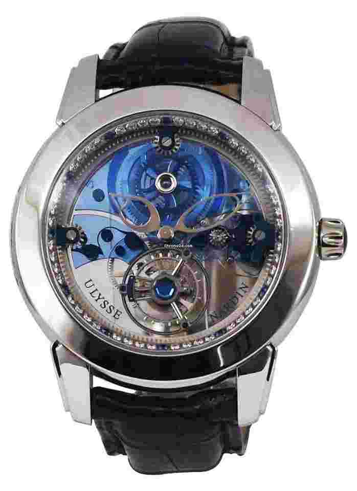 Ulysse Nardin
                           
                                 Royal Blue Tourbillon 41mm in Platinum Limited Edition of 99 Pieces on Blue Crocodile Leather Strap with Skeleton Blue Dial