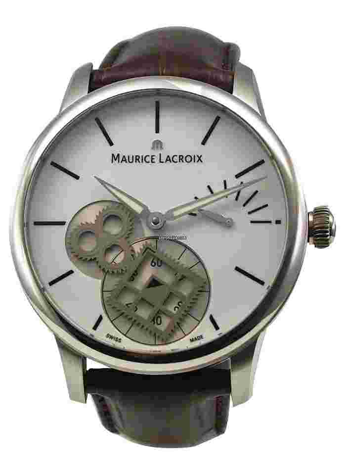 Maurice Lacroix Masterpiece
                           
                                 Roue Carree in Steel On Brown Crocodile Leather Strap with White Lacquered Dial