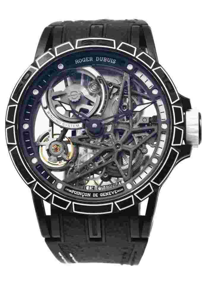 Roger Dubuis Excalibur
                           
                                 Spider Pirelli Automatic 45mm in Titanium on Black Rubber Strap with Skeleton Dial