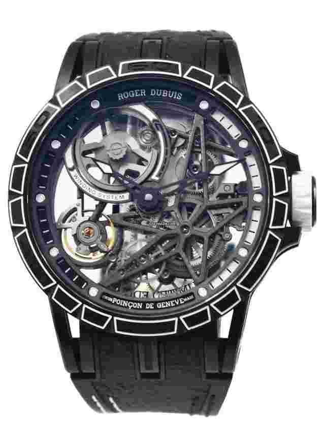 Roger Dubuis Excalibur
                           
                                 Spider Pirelli Automatic 45mm in Titanium on Black Rubber Strap with Skeleton Dial