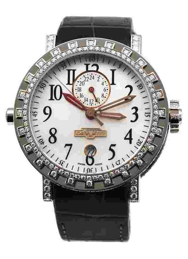 Dewitt Academia
                           
                                 Double Fuseau GMT II with Diamond Bezel White Gold on Strap with White MOP Dial