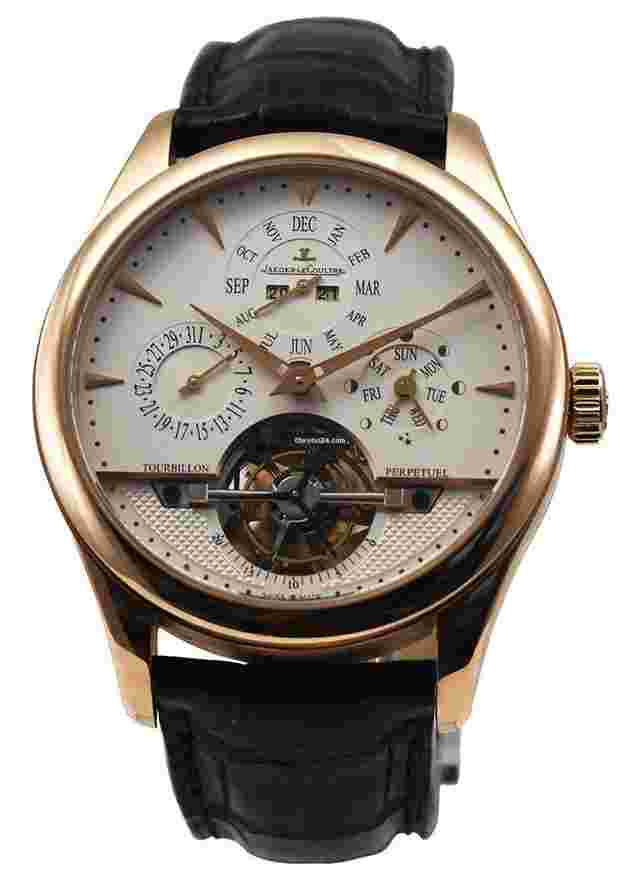 Jaeger-LeCoultre Master Grande Tradition
                           
                                 Tourbillon Perpetual Calendar in Rose Gold on Brown Alligator Strap with Silver Dial