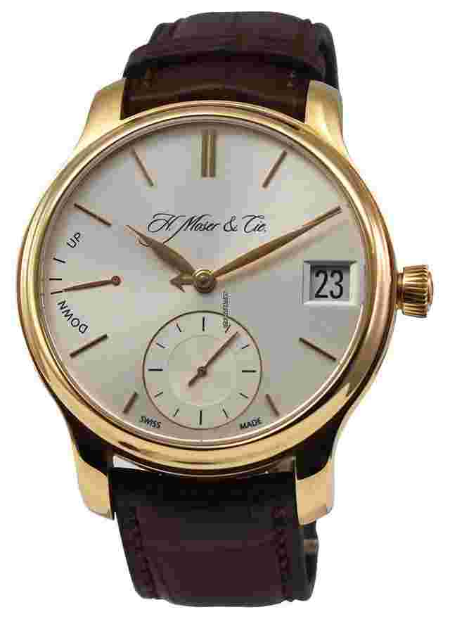 H.Moser & Cie. Endeavour
                           
                                 H. Moser and Cie Endeavour Perpetual in Rose Gold on Brown Alligator Leather Strap with Silver Dial