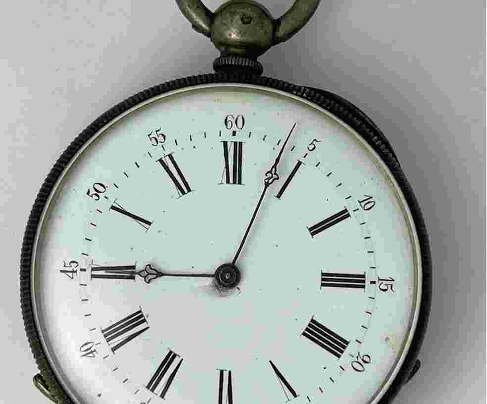 Anonymous Solid Silver Key Winded Cylinder Pocket Watch White Porcelain Dial