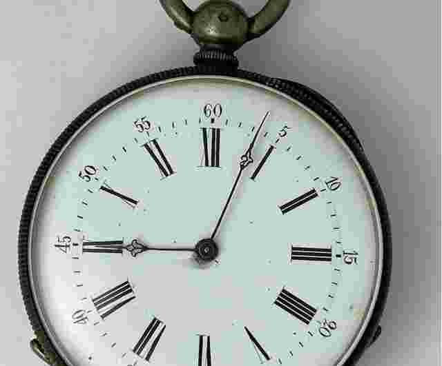 Anonymous Solid Silver Key Winded Cylinder Pocket Watch White Porcelain Dial