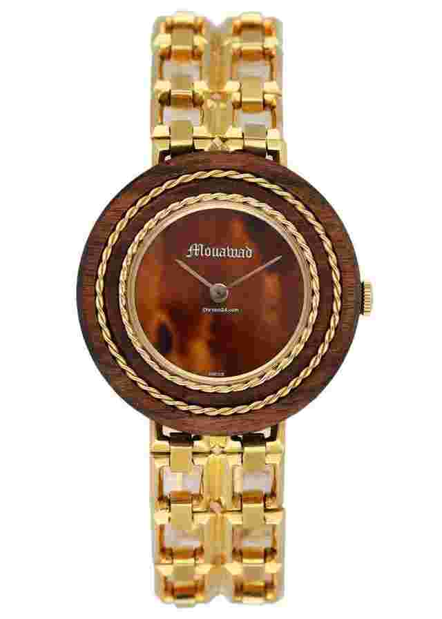 Gérald Genta
                           
                                 Mouawad Wood Bezel 18K Yellow Gold Watch