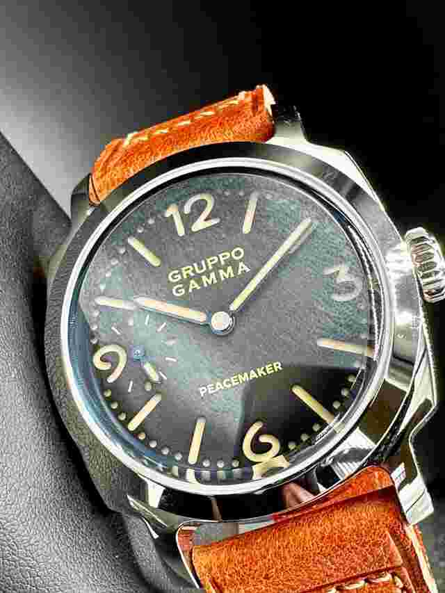 Gruppo Gamma Peacemaker PA-00 Swiss 6497 Manual Wind Black Dial 43mm Sold Out