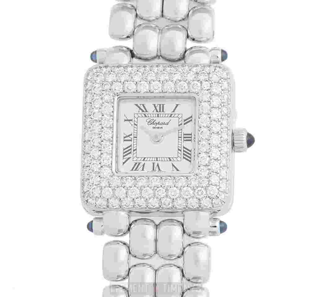 Chopard Happy Sport
                           
                                 28mm Ladies Classic Square 18k White Gold Factory Diamonds