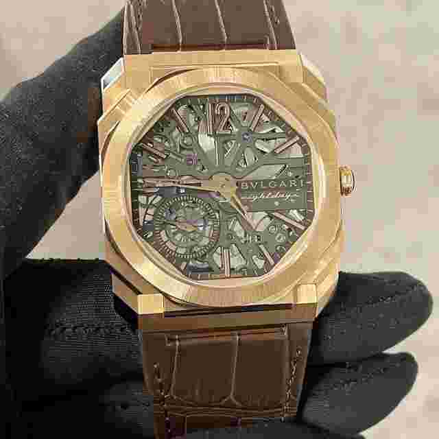 Bulgari Octo
                           
                                 Finissimo Skeleton 8-Days 40mm Rose Gold Alligator Strap ref: 103667