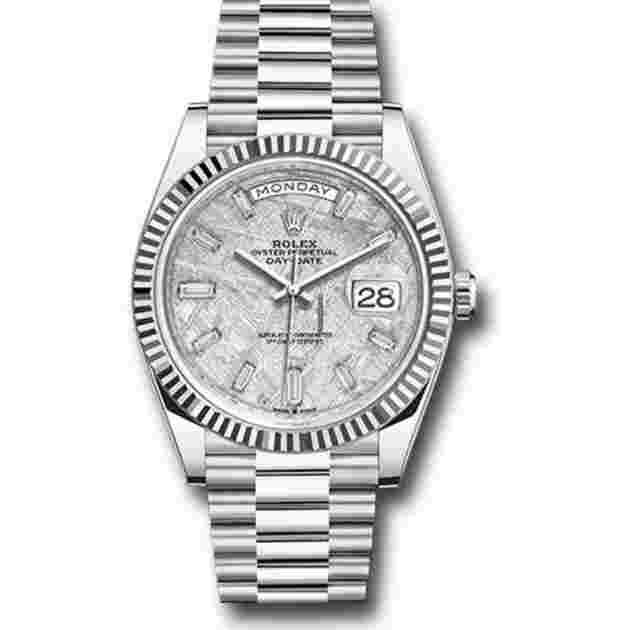 Rolex Day-Date 40
                           
                                 2023 New Unworn Meteorite Dial Fluted Platinum Day-Date 40