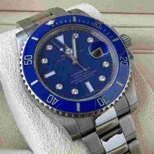 Rolex Submariner Date
                           
                                 116619LB diamond dial 2016 Eu blau blue diamant TOP