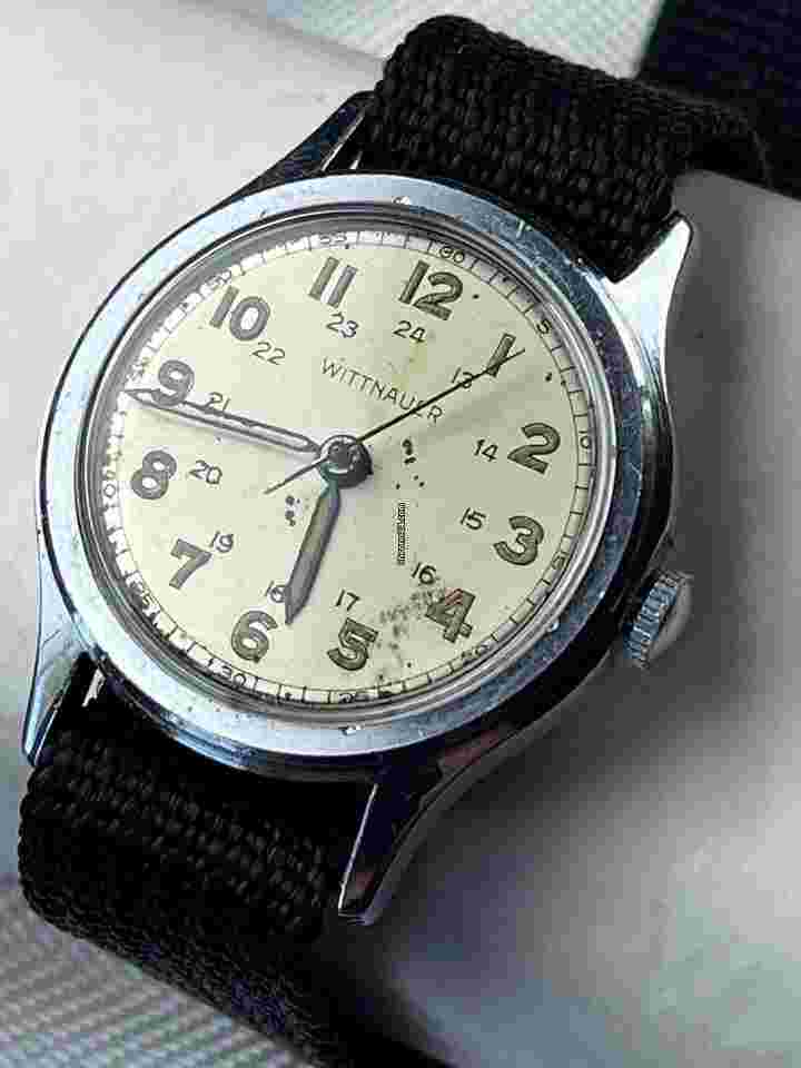 Wittnauer
                           
                                 Longines Military Pilot Officers WWII 24Hr Stainless Screw Down Back Swiss Made