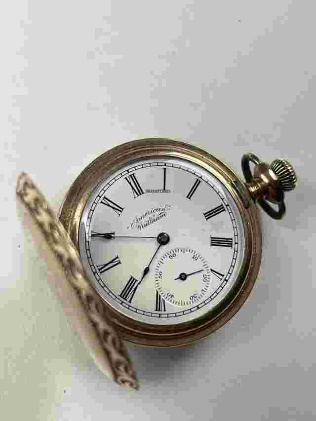 Waltham
                           
                                 American Medical Doctors Hunter Pocket Watch Staff With The Snake(Caduceus) inside Case