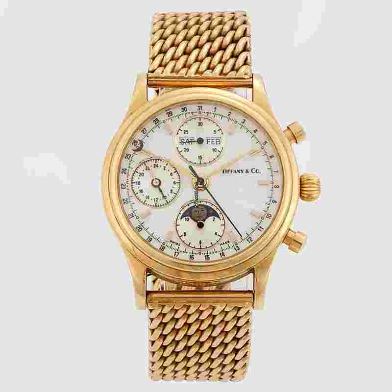 Tiffany
& Co. Moonphase Chronograph 18k Yellow Gold Unisex Watch