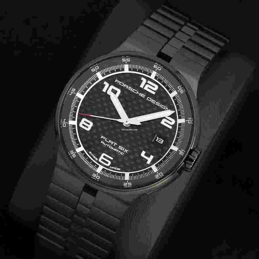 Porsche Design Flat Six
                           
                                 P' 6351 Automatic Black Physical Vapor Disposition Carbon Fiber Lume PVD 40mm Porsche
