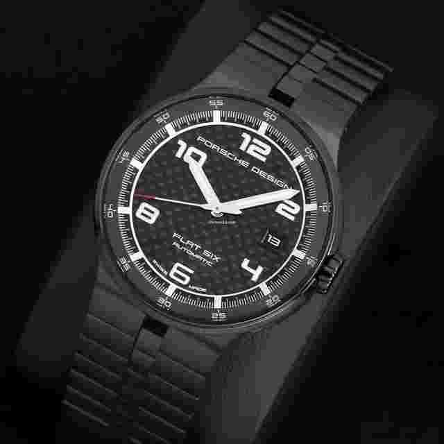 Porsche Design Flat Six
                           
                                 P' 6351 Automatic Black Physical Vapor Disposition Carbon Fiber Lume PVD 40mm Porsche