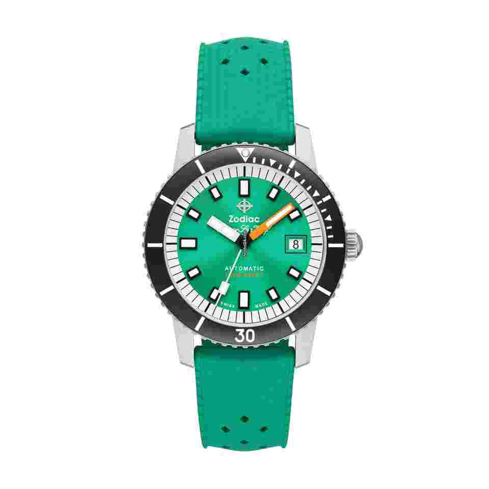 Zodiac Sea Wolf
                           
                                 ZO9305 Super Sea Wolf Compression Steel 40mm Rubber Diver Auto Mens Watch