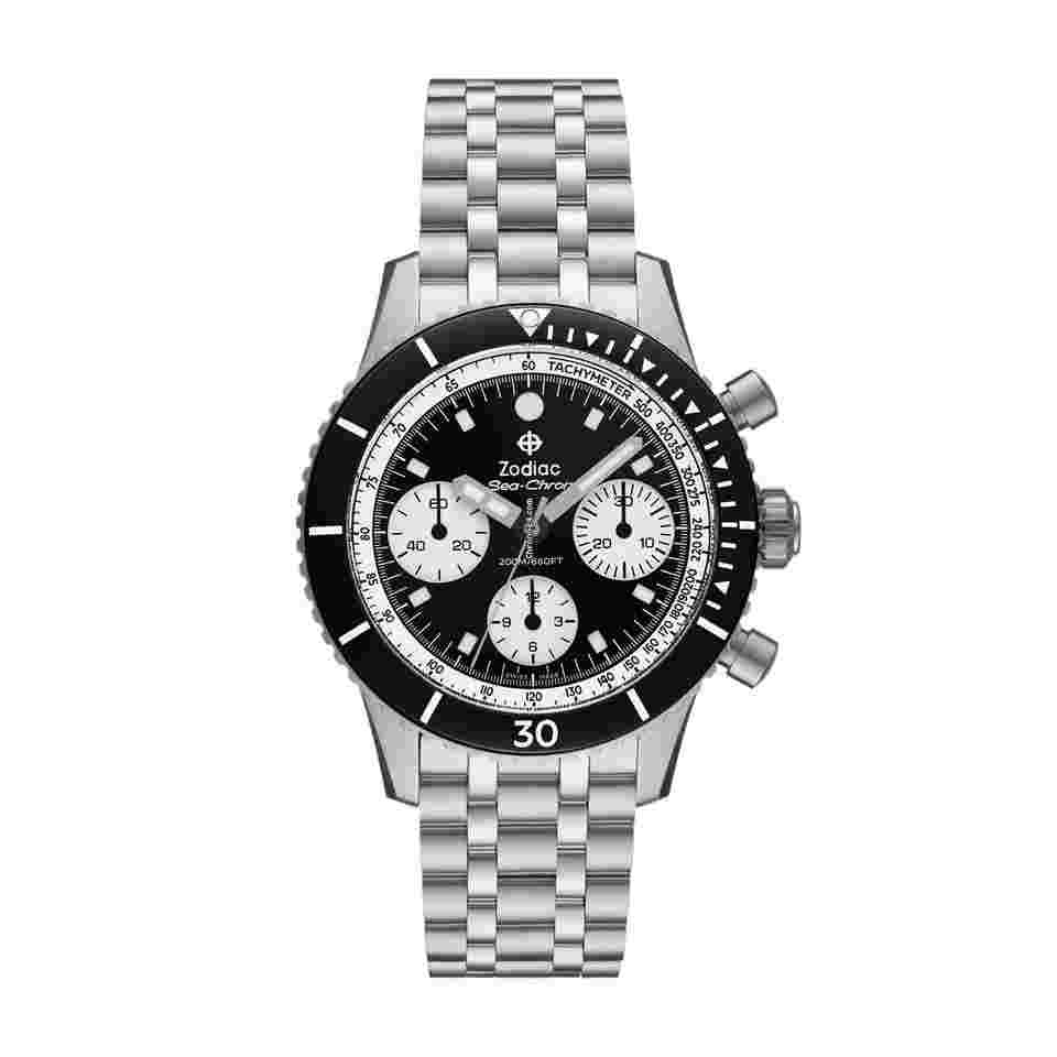 Zodiac
                           
                                 ZO3604 Sea-Chron Stainless Steel 42 mm Black Dial Automatic Men's Watch