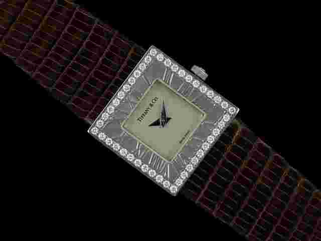 Tiffany Atlas
                           
                                 Ladies Square Watch - 18K White Gold & Original Tiffany Factory Diamonds
