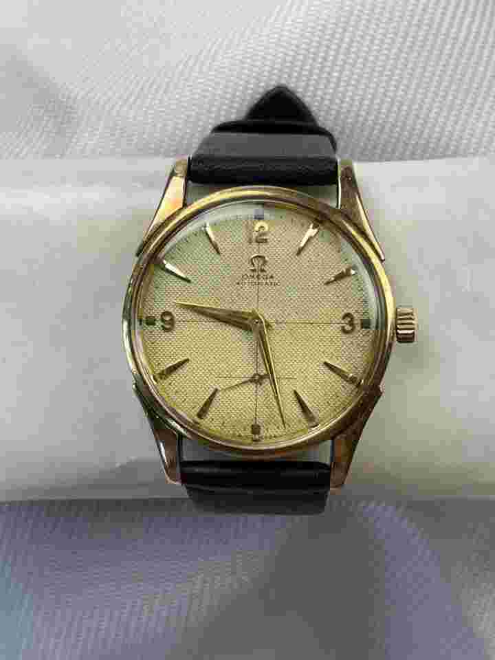 Omega Bumper
                           
                                 Automatic Textured Dial Solid 14K(585)Rose Gold Bezel Lugs Cover Stainless St