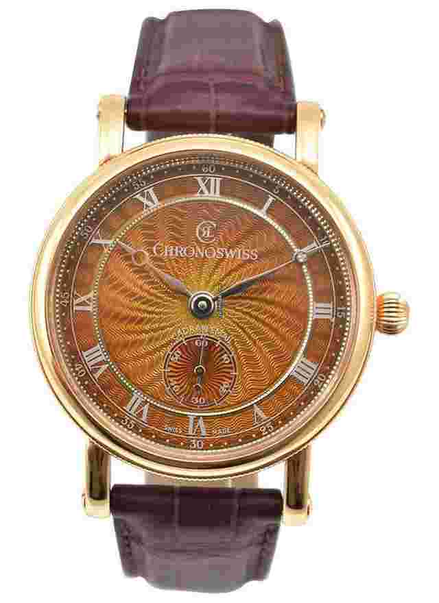 Chronoswiss Sirius
                           
                                 Artist in Rose Gold on Brown Leather Strap with Brown Guilloche and enamel dial