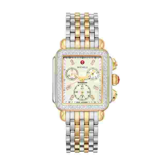 Michele Deco
                           
                                 MWW06A000776 Deco 33 mm Two Tone Steel Diamonds MOP Quartz Women's Watch