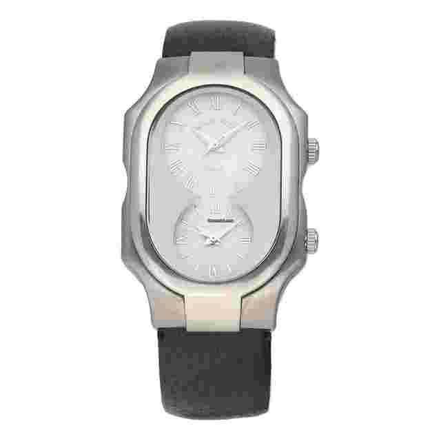 Philip Stein Teslar
                           
                                 Dual Time Large White Roman Dial Leather Quartz Wrist Watch