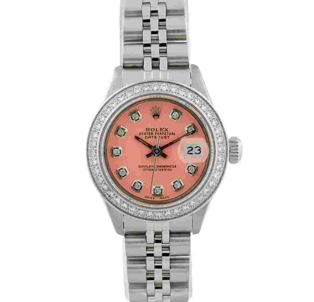 Rolex Oyster Perpetual Lady Date
Lady-Datejust 26mm Coral Dial Diamond Bezel