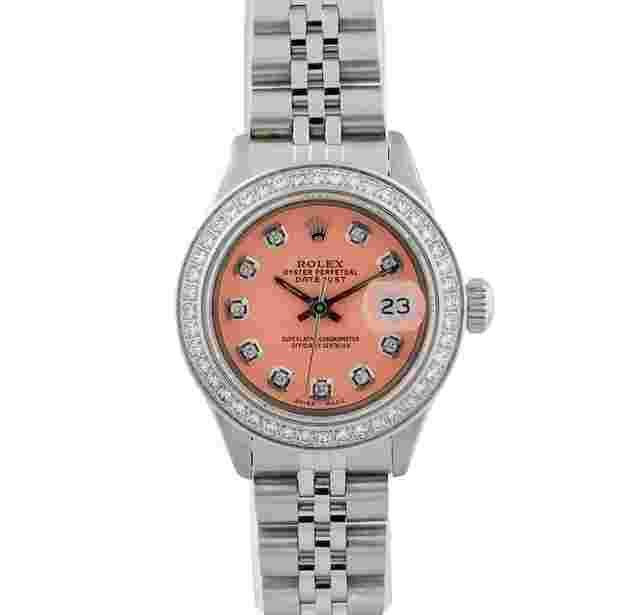Rolex Oyster Perpetual Lady Date
                           
                                 Lady-Datejust 26mm Coral Dial Diamond Bezel