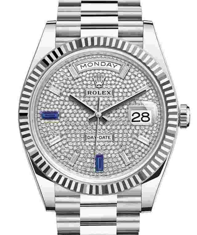 Rolex Day-Date 40
                           
                                 40mm Pave Dial Platinum Bracelet 228236 Unworn 2023