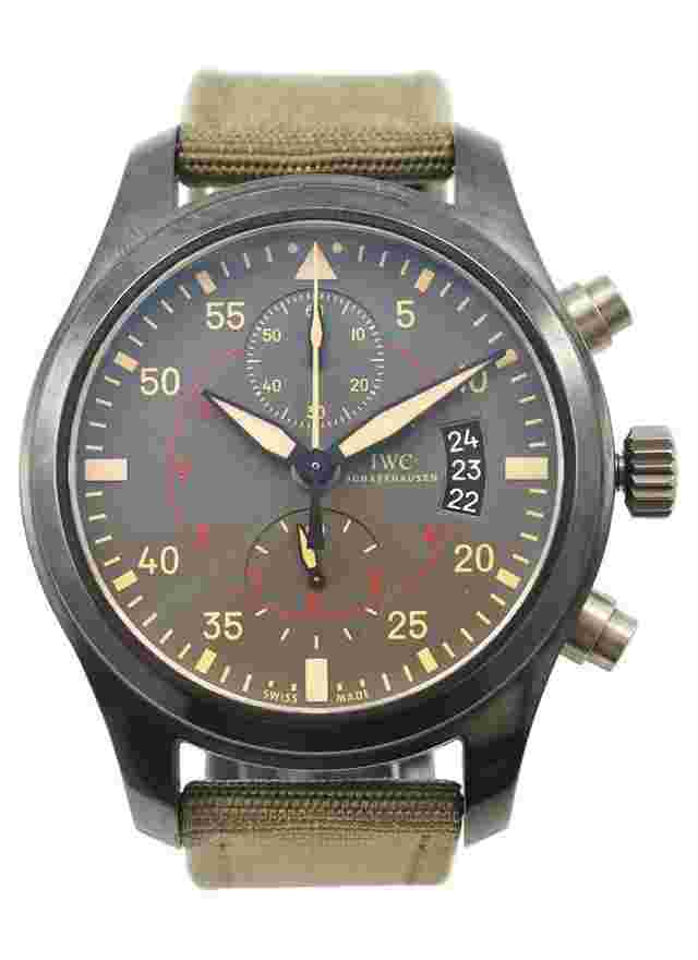 IWC Pilot Chronograph Top Gun Miramar on Green Fabric Strap with Grey Dial ( Missing outer box) (Strap 80 percent)