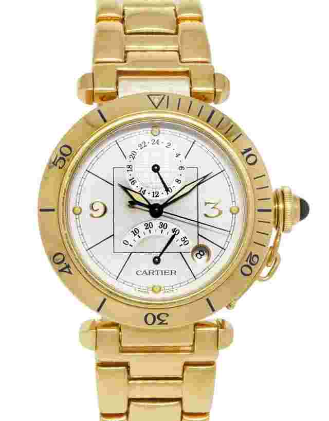 Cartier Pasha
                           
                                 Power Reserve GMT 18k Yellow Gold Mens 38mm Watch W3014456 2395