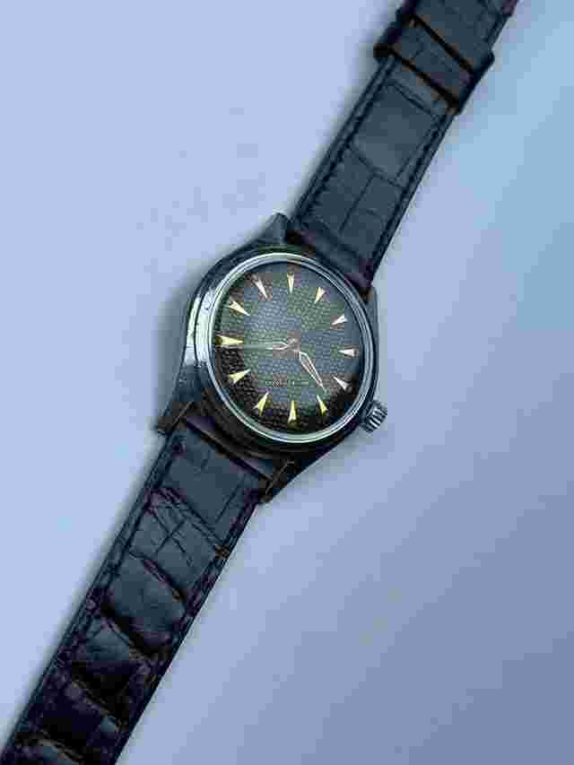 Wakmann
                           
                                 Breitling Black 3D Textured Dial Stainless Steel Screw Down Back Vintage Swiss Made