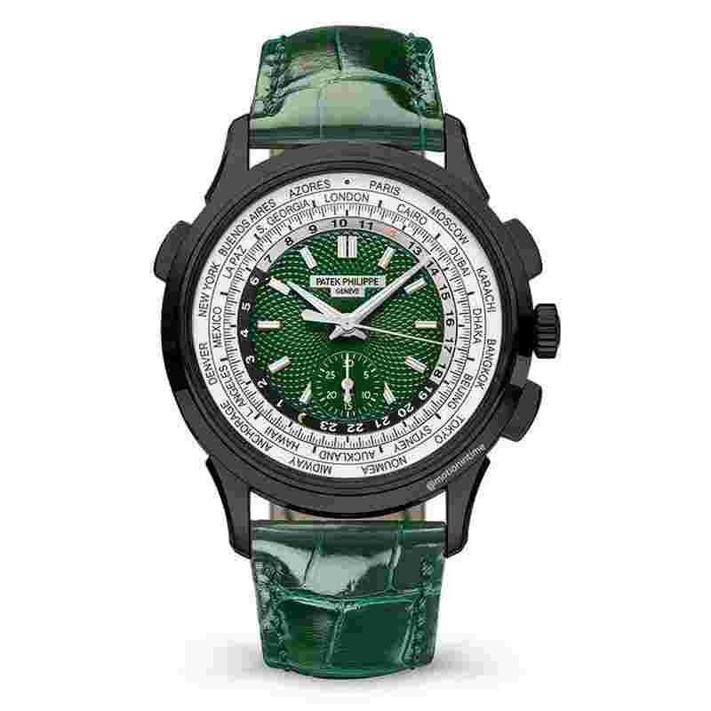 Patek Philippe World Time Chronograph
Flyback Chronograph Black Platinum Green Novelty Black DLC Stealth Bespoke 5930