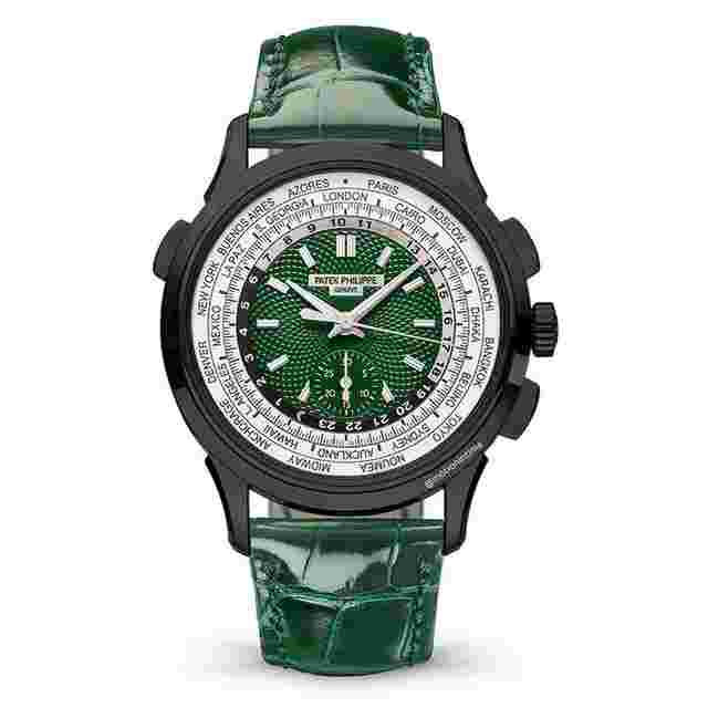 Patek Philippe World Time Chronograph
                           
                                 Flyback Chronograph Black Platinum Green Novelty Black DLC Stealth Bespoke 5930