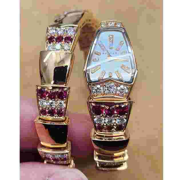 Bulgari Serpenti
                           
                                 Rose Gold Diamonds & Rubies 26mm NEW UNWORN SPP26WGD1GDR.1T