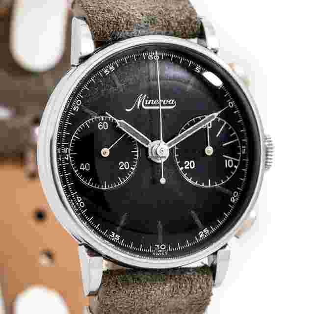 Minerva
                           
                                 1930's - 1940's Vintage Minerva Ref. 1344 Stainless Steel Watch ( 14579)