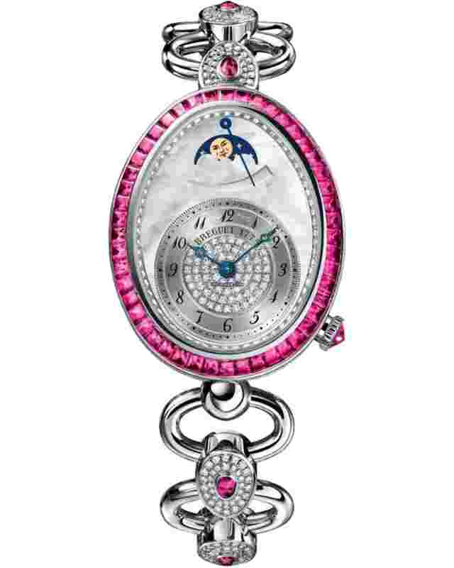Breguet Reine de Naples
                           
                                 18K White Gold & Diamonds & Rubies Ladies Watch