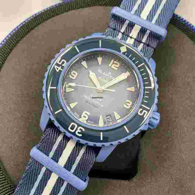 Swatch Scuba Fifty Fathoms NEW Blancpain X Swatch Scuba Fifty Fathoms Atlantic Ocean Blue SO35A100