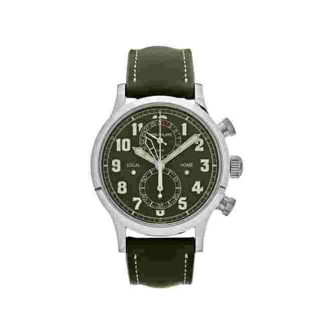 Patek Philippe Calatrava
                           
                                 Complications 5924G-010 Calatrava Travel Time Green Dial 'Pilot' Chronograph