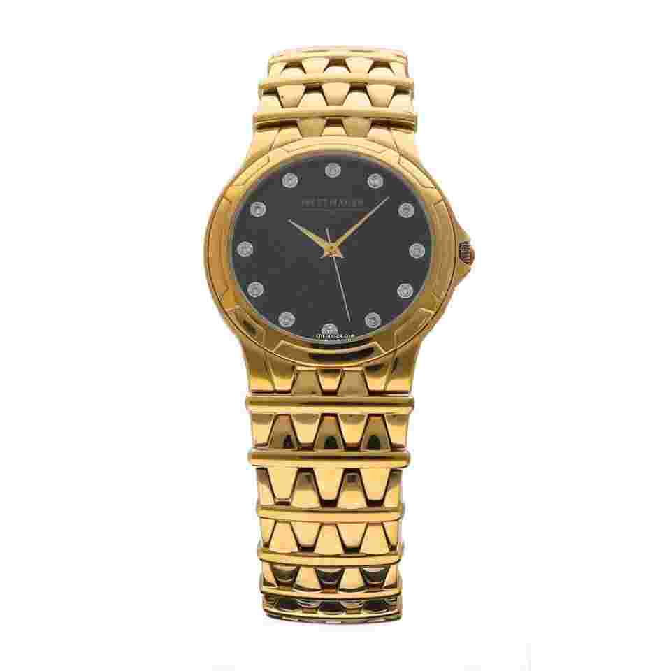 Wittnauer
                           
                                 Black Diamond Dial Gold Plated Steel 35 mm Sapphire Quartz Men's Watch