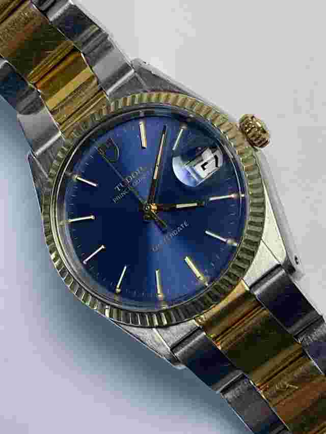 Tudor Prince Date
                           
                                 Oysterdade Made by Rolex Magnifier Date Blue Dial Original Two Tone Bracelet Swiss