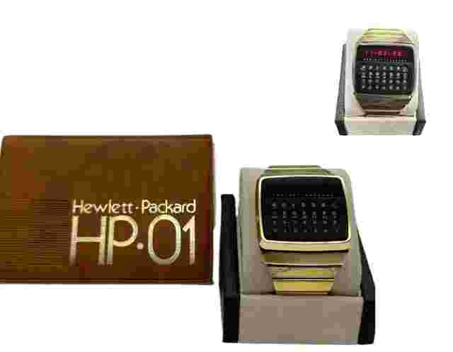 Hewlett Packard Watch Hp-01 Led 1977 Digital Gold Plated Calculator Booklet