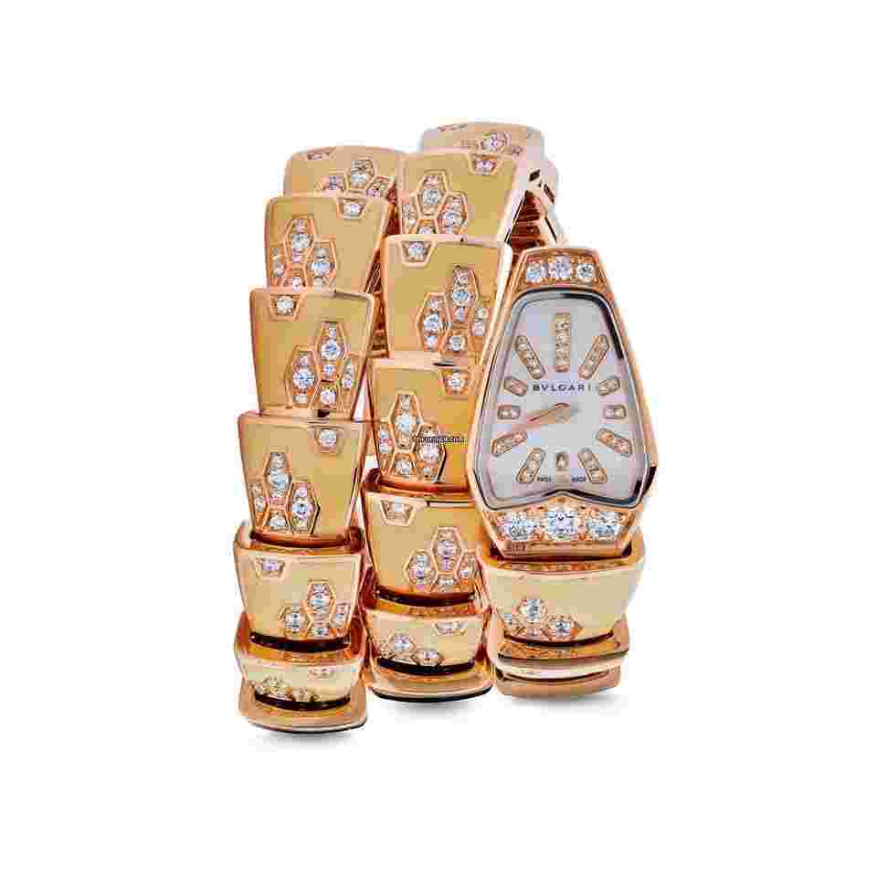 Bulgari Serpenti
Two-Coil Watch 101985 'Ladies' Rose Gold Diamonds Lacquer Mother of Pearl Dial