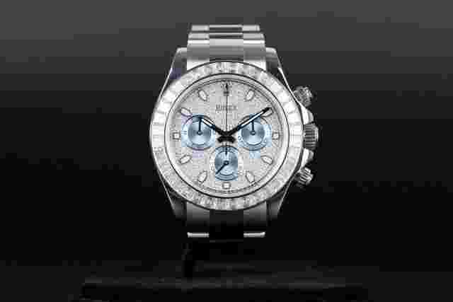Rolex Daytona
                           
                                 116576TBR Daytona Platinum Pave Dial Baguette Diamond Bezel