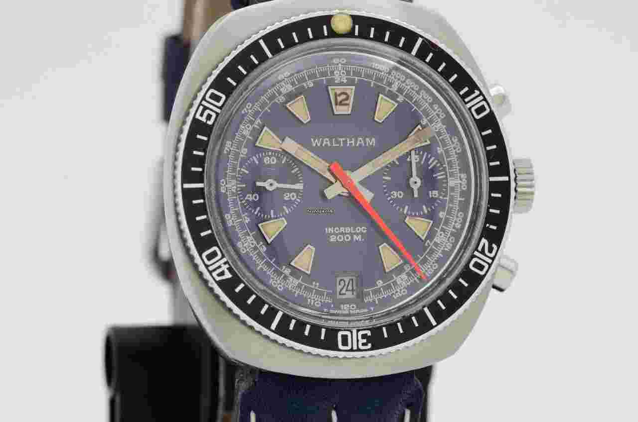 Waltham
Chronograph Vintage Diver Watch Blue Dial Manual Wind Valjoux 7734